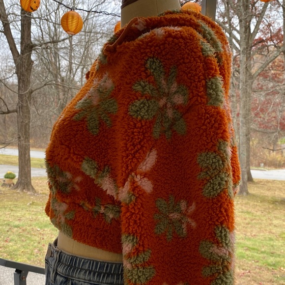 PascSun Floral Orange Fuzzy Cropped Hoodie - Picture 4 of 14